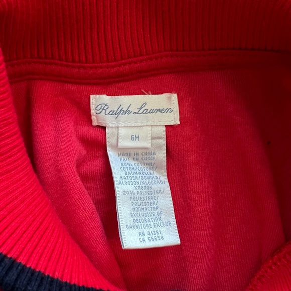 Ralph Lauren Baby Red Velour Romper footies High Neck 6 Months 3 Christmas LN - Picture 6 of 7